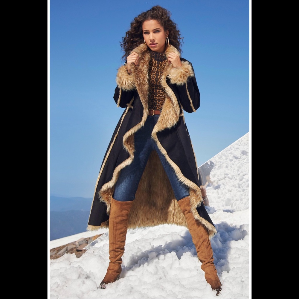 DONNA SALYERS FABULOUS (FAUX) FURS Penny Lane Chocolate Brown Coat Sz XS - Picture 9 of 10